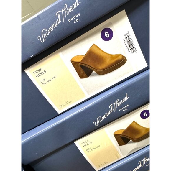 NIB Universal Threads Womens Tan Leather Block Heel Mules Size 6‎ - Picture 7 of 8
